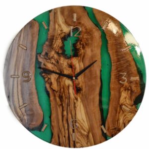 Orologio legno resina verde 35cm